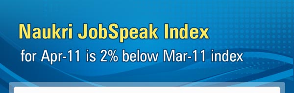 Naukri JobSpeak Index for Apr-11 is 2% below Mar-11 index